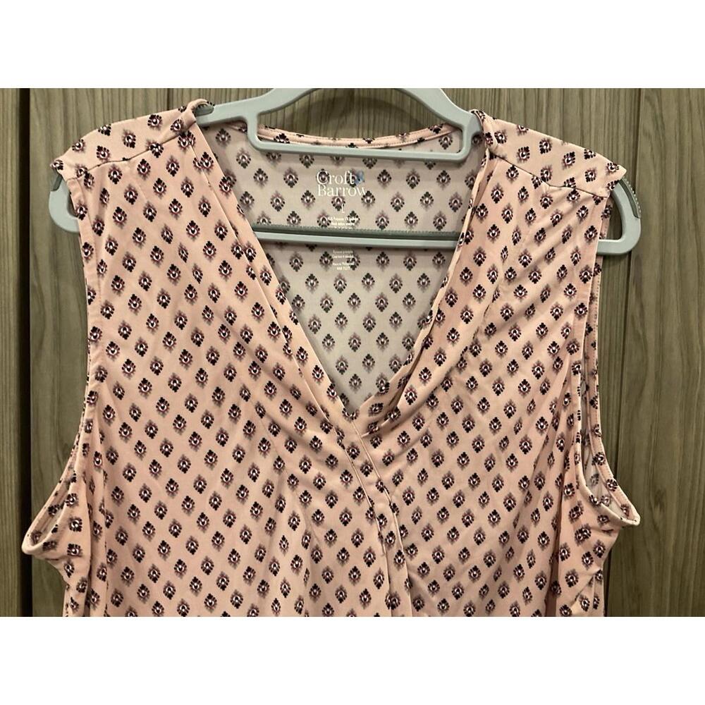 Croft + Barrow Womens Sleeveless V Neck Pink Blouse Size L - Picture 3 of 6
